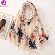 ❤Women comfy cotton shawl floral printed wideshawl corak instant hijabs lady bawal malaysia tudung muslim fashion headwrap borong tassel scarf