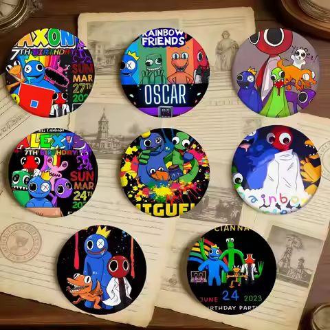 Cartoon R Rainbow Friends Badges 25 32 44 58 75 Mm Round Cosplay Pin Bag Decor Fans Collect Friends 