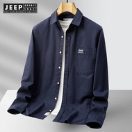 JEEP SPIRIT 1941 ESTD Spring and Autumn Fashion Casual Shirt Mens Long Sleeve Shirt Youth Thin Cotto
