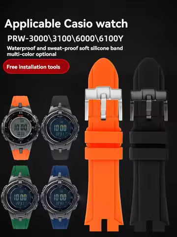 prw-3000 For Casio PROTREK PRW-6000 PRW-6100 PRW3000 PRW3100 PRG-300 Rubber Replacemnet Strap Waterp