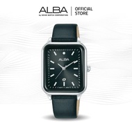 Alba Fashion Jam Tangan Wanita Kotak AH7DW7 / AH7DW7X1 Quartz Brown Dial Black Genuine Leather Strap