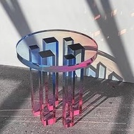 Acrylic Side Table - Round Gradient Coffee Table - Clear Rainbow Acrylic End Table - Creative Bedsid