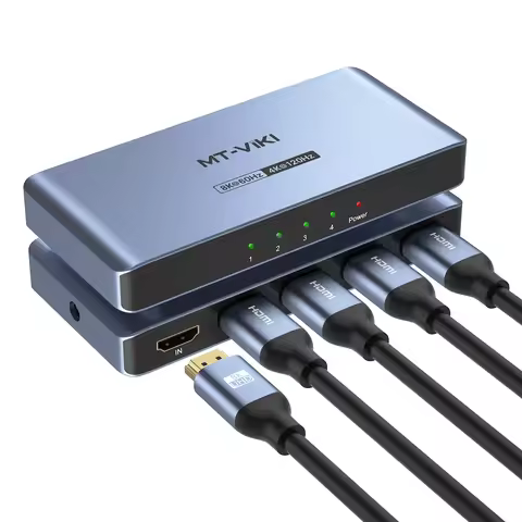 MT-VIKI 8K 60Hz HDMI Splitter 1 In 4 Out With AC Adapter ,40Gbps HDMI Splitter 1x4 8K 60HZ 4K 120hz 