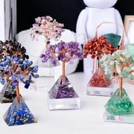 Pyramid Fortune Tree Crystal Gravel Tree Handmade Crystal Gravel Fortune Tree