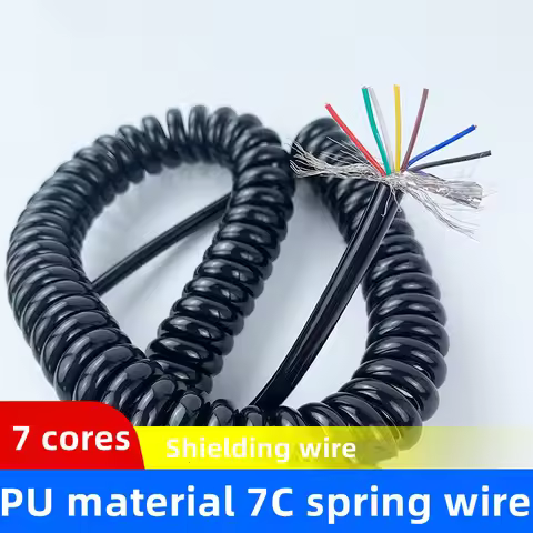 PUR spring wire shielding cable 7 core 22 awg/0.3mm stretch 1 2 3 4 5 6 3 7 8 9 10 m bright surface 
