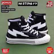 SEPATU AKNA OS BLACK WHITE Aerostreet Comfy Putih - Sepatu Slip On Slop Casual Sneaker Pria Wanita S