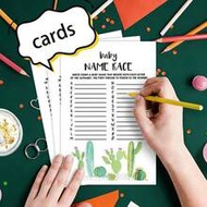 10/30 Pcs Baby Shower Name Race Party Cards, Gender Reveal Party Games And Activities - Suitable For