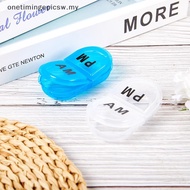onetimingepicsw 2 Grids Waterproof Portable Oval Pill Organizer Daily AM&PM Container CCD