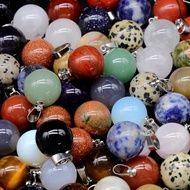 Round Ball Pendant Natural Crystal agate Semi-precious Stone Ball Semi-finished DIY Necklace Ornament