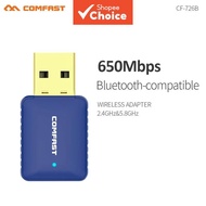 Comfast 5GHz Wireless WiFi Adapter 650Mbps Dual-Band Antenna 802.11AC Driver-Free USB Bluetooth 4.2 