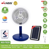 Nss Adjustable Rechargeable 8 inch Fan  Solar Electric Fan Portable Rechargeable Solar Fan Electric 