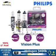 Philips VisionPlus H1 H3 H4 H7 H11 HB3 HB4 12V 3250K Brightness +60% Yellow Light Car High Low Beam 