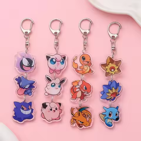 Anime Pokémon Acrylic Keychain Accessaries Cartoon Funny Bag Pendant Cute Creative Charm Car Keyring