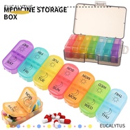 EUCALYTUSSG Pill Box 7 Days AM PM Portable Rainbow Color Medicine Dispenser