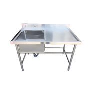 Global House CROWN อ่างซิงค์ภัตตาคารพร้อมขาตั้ง 1 หลุมมีที่พัก S036-6W/D28 120x70x85+10 ซม. รับประกั