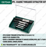 SATA 5Pc Fine/Coarse Threaded Extractor Set Tools Take Out Broken Bolt/Screw Alat Keluarkan Skru dan