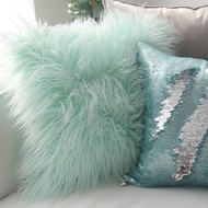 Nordic Plush Pillowcase Wool Faux Fur Cushions Sofa Bed Furry Long Hair Cushion Princess Pillow Cover Home Wedding Decoration