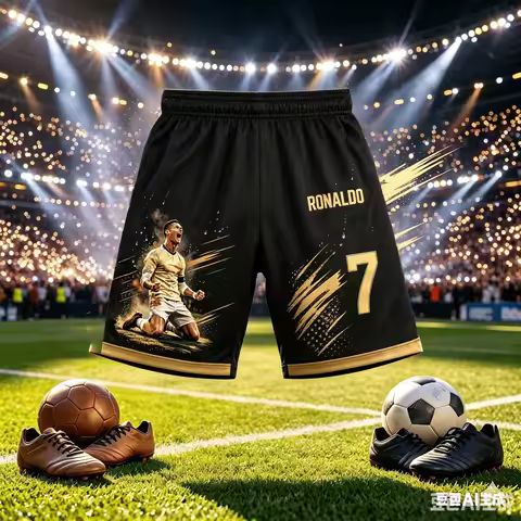 Cristiano Ronaldo No.7 Sports Shorts, Multi-color Quick Drying Football Idol 3D Printed Loose Five Q