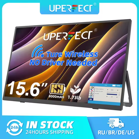 UPERFECT 15.6" Wireless Portable Monitor with 8000mAh Battery Support AirPlay Miracast Travel Laptop