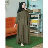 (COD) GAMIS POLOS JUMBO NADIRA DRESS WARNA HIJAU ARMY BAJU MUSLIM WANITA TERBARU 2022 DRES MUSLIM PE