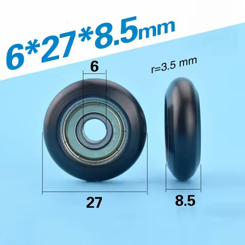 626ZZ Circular Arc Plastic Coated Bearing 6*27*8.5mm POM Nylon Pulley Roller for Aluminum Profile Tr