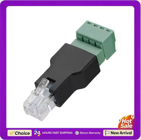 Ethernet Connector RJ11 6P4C Male to 4 Pin Screw Terminal Connector AV Screw Terminal RJ11 Screw Ter