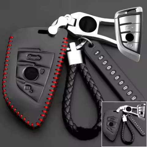 A+ Genuine Leather Car Key Fob Case Cover For BMW 2 3 4 5 6 7 X1 X2 X3 X4 X5 X6 X7