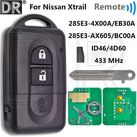 Great ID46/4D60 Chip 433MHz N285E3AX605 285E3BC00A Car Remote Key For Nissan Micra Xtrail Qashqai Ju