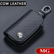 Carbon Fiber Leather Remote Car Key Fob Case Cover Shell Holder Chain Bag Storage Pouch Wallet Prote