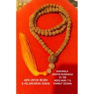 JAPA NECKLACE/MALA GENITRI RUDRAKSA 108 MERU MUKI 7 N SEDANA HAIR