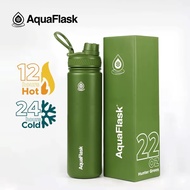 AquaFlask 22oz Hunter Green Wide Mouth with Spout Lid Vacuum Insulated Drinking Water Aqua Flask