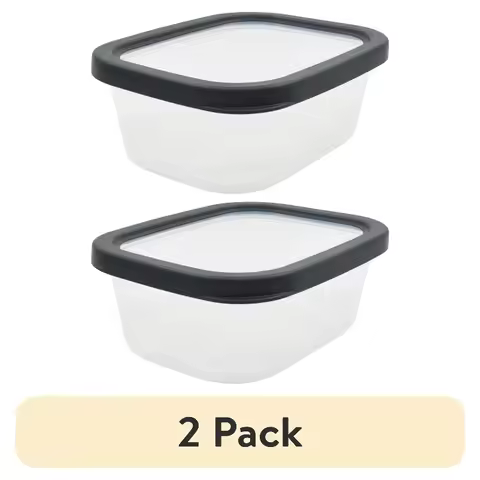 (2 pack) Gray Plastic Durable Food Storage Containers (2 Count)