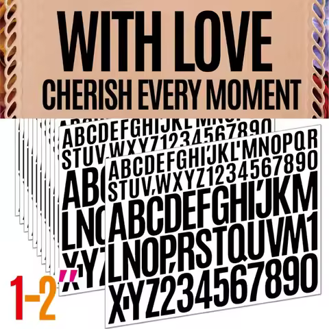 1+2 Inch Mixed Alphabet Number Stickers DIY Words 3 Pages Letter Sticker for Bulletin Board Mailbox 