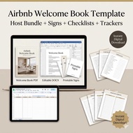 Airbnb Welcome Book Template, Airbnb Host Bundle, Vacation Rental Guide, Cleaning Checklist, Editabl