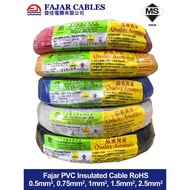 Fajar/Ums 0.5mm 16/0.20 x 1C PVC Insulated Cable ROHS (Red / Yellow / Blue / Black) Made In Malaysia