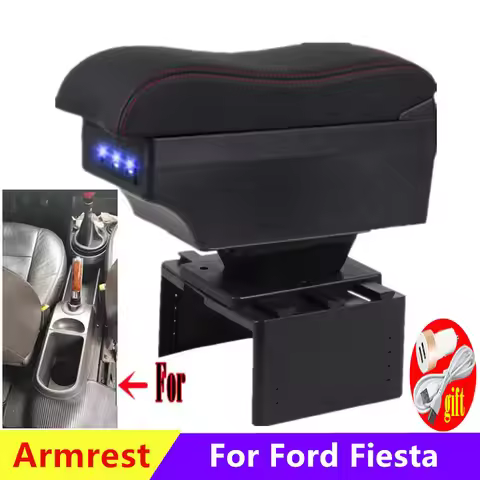 For Ford Fiesta Armrest Box For Ford Fiesta Car Armrest box central Storage box Retrofit Interior wi