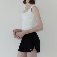 黑色 胎牛絨仿麂皮運動風格短褲 夏季西裝短褲