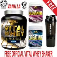Vital Whey Isolate Halal 2kg/4.41lbs(Vanilla)+Creatine+Glutamine+FREE Shaker