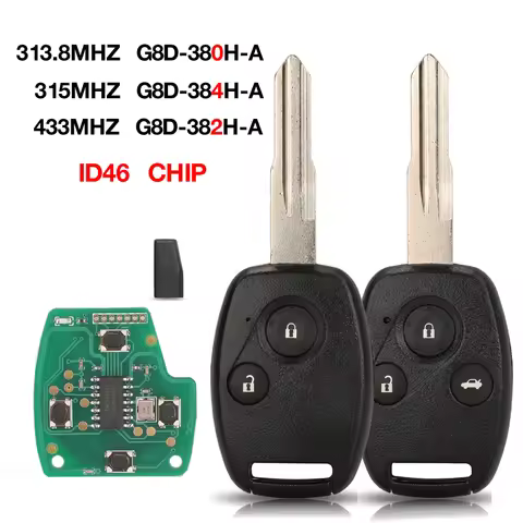 jingyuqin 313.8/315/434MHZ ID46 G8D-380H-A G8D-382H-A Remote Key For Honda Accord Element CR-V HR-V 