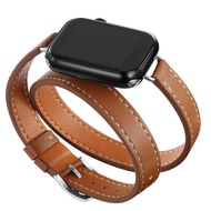Suitable for Apple Strap watch9/8/7/6/4 Slim-fit Double-Circle Thin-Waist Apple Leather Strap