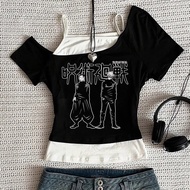 Satoru Gojo crop top ladies anime alternative  clearance sales korean fashion emo tshirt alternative