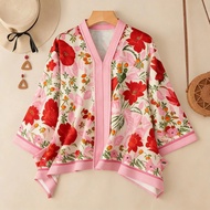 Hot Selling 2026  Hari Raya TopWomen'S Bohemian Vacation Floral Print Blouse, Trendy Layering Piece 