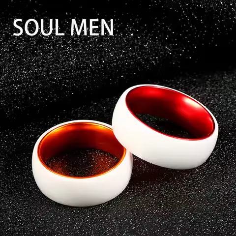 8mm Trendy Ceramics Rings For Women Men Wedding Bands Engagement Gift Dating Ring White Orange And R
