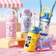 Pipjoy Cute Labubu Cartoon Water Bottle with Straw 520ML/17oz Double Drinking Vacuum Flask Sus316 St