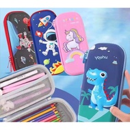 PERALATAN Yamata 3d Character Pencil Case/School Boy Girl Pencil Case/School Pencil Case Box Children Character Unicorn Dinosaur Print/Pencil Case/School Equipment