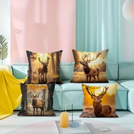 1pc/4pcs Forest Deer Printed Pillowcase,Sofa cushions45*45cm (excluding Pillow)
