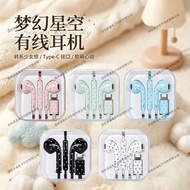 New Style Anti-drop High-value Painted Star Polka Dot Pattern Wire Control with Wheat type-c Mobile 