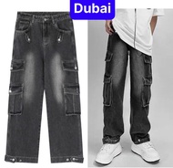 QUẦN JEANS BÁCH LAI - QUẦN JEANS TÚI HỘP TO ỐNG RỘNG PHỦ GÓT GIÀY PHONG CÁCH Y2K SÀNH ĐIỆU - DUBAI F