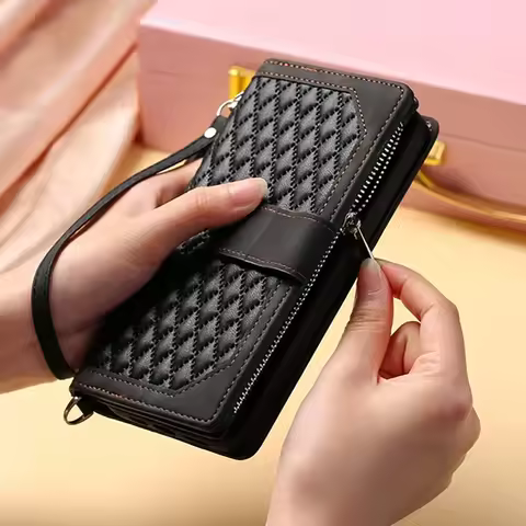 For Xiaomi Poco X8 Pro Max 5G Crossbody Leather Zipper Wallet Case For Poco F7 Ultra X8 M8 F6 X6 M6 