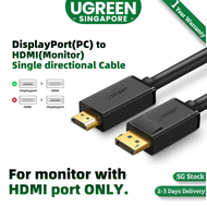 UGREEN 4K Displayport (Source) to HDMI (Display) Cable single direction UHD DP to HDMI Connector Video Display Cord for HDTV Monitor Projector Computer